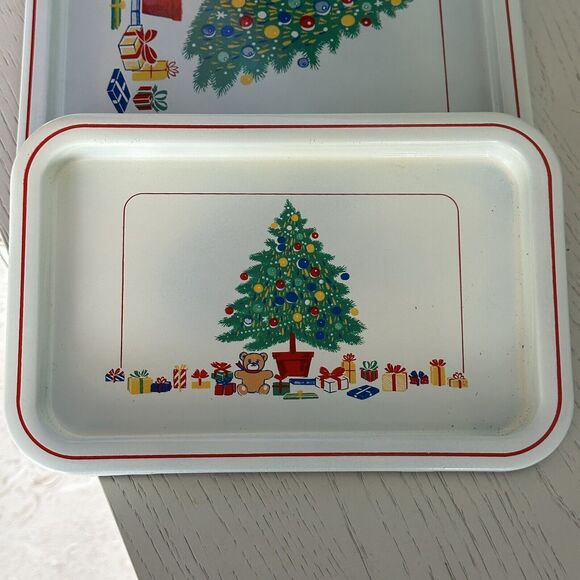 Vintage 1985 Himark Christmas Trays 3 Piece Set Never Used - Picture 2 of 12